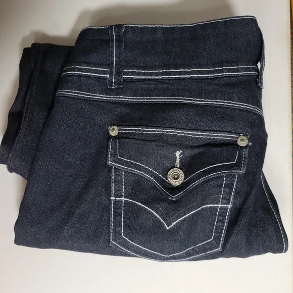 Y2K Angels Jeans Capri Cuffed Denim Womens 20 Triple Button Casual Dark Wash - Picture 9 of 9